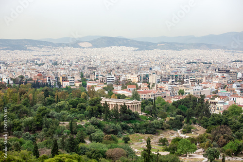 View of the Temple of Hephaestus from the Acropolis , Athens, Greece