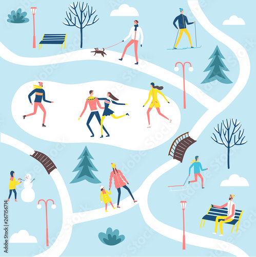 People in the winter park set.