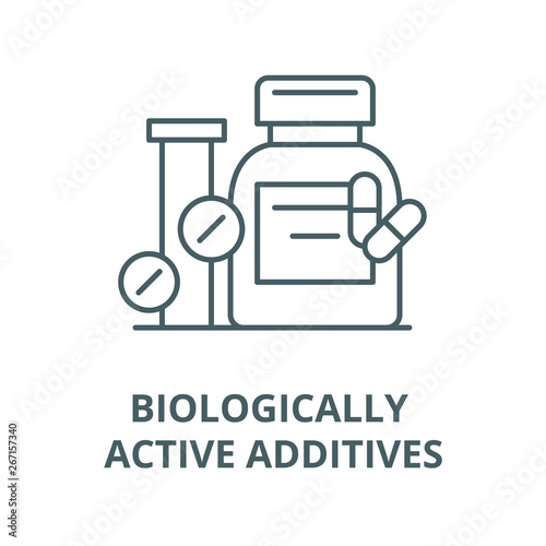 Biologically active additives vector line icon, outline concept, linear sign