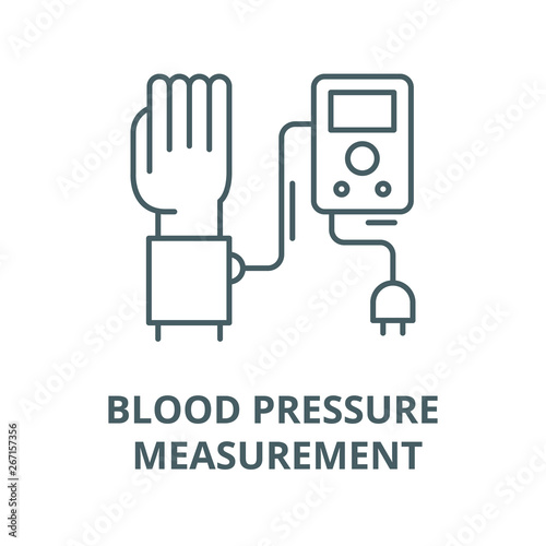 Blood pressure measurement vector line icon, outline concept, linear sign