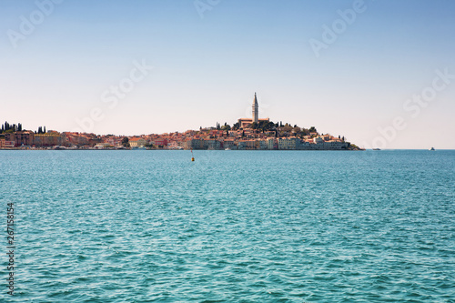 Rovinj historic town and the sea in Croatia