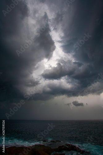 Dramatic Afternoon Storm over the Ocean 