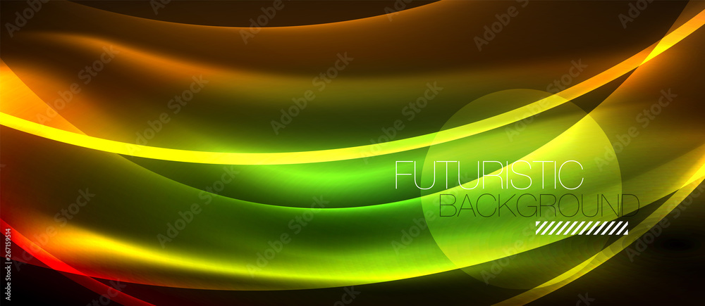 Neon shiny light glowing wave lines Neon shiny light glowing wave lines