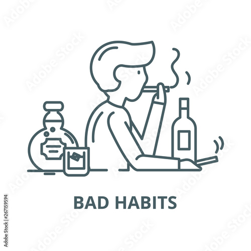 Bad habits vector line icon, outline concept, linear sign