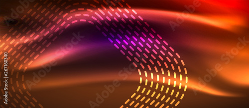 Glowing shiny neon squares abstract background, techno modern template