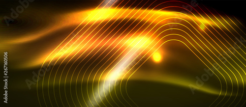 Neon square shapes lines on glowing light background