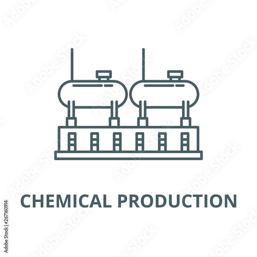 Chemical production vector line icon, outline concept, linear sign