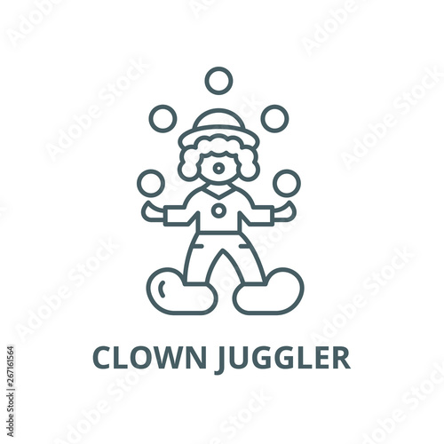 Clown juggler vector line icon, outline concept, linear sign