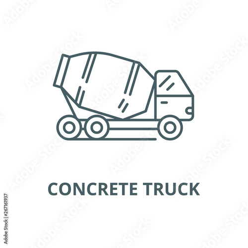 Concrete truck vector line icon, outline concept, linear sign