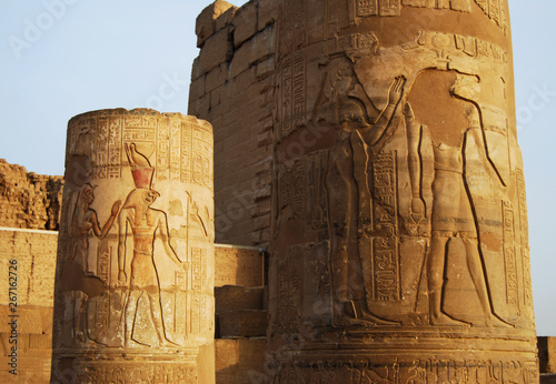 Ancient column in Temple of Kom Ombo, Egypt