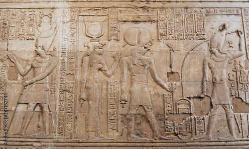  Ancient egyptian hyeroglyphs in Temple of Kom Ombo, Egypt