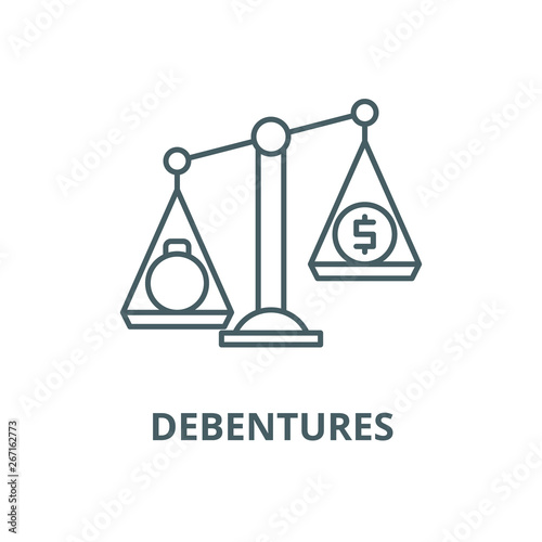 Debentures vector line icon, outline concept, linear sign