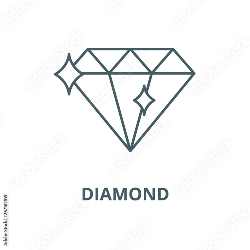 Diamond vector line icon, outline concept, linear sign