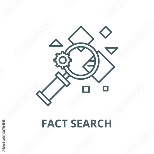 Fact search vector line icon, outline concept, linear sign
