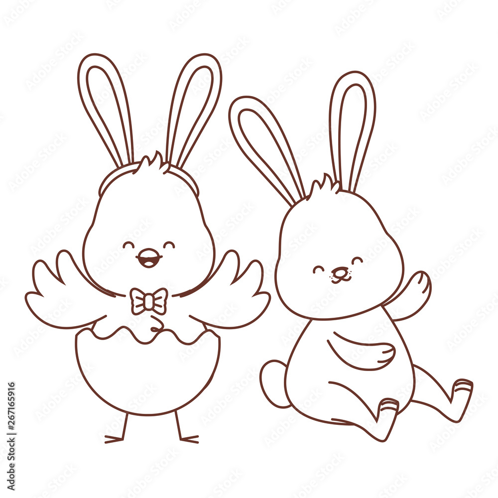 Happy farm animals outline Happy farm animals outline