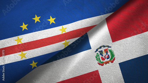 Cabo Verde and Dominican Republic two flags textile cloth, fabric texture