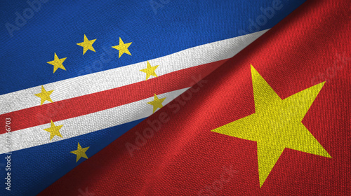 Cabo Verde and Vietnam two flags textile cloth, fabric texture