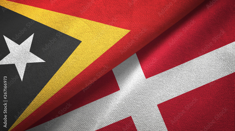 East Timor and Denmark two flags textile cloth, fabric texture East Timor and Denmark two flags textile cloth, fabric texture