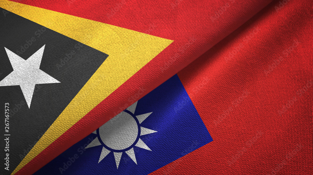 Fototapeta premium East Timor and Taiwan two flags textile cloth, fabric texture