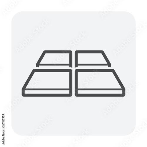 Tile floor material vector icon design in perspective view. That is a floor finishing material for paving or laying to decoration interior and exterior i.e. bathroom, kitchen, toilet and laundry room.