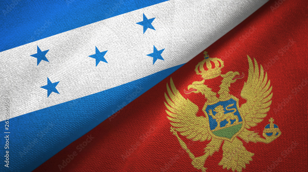Honduras and Montenegro two flags textile cloth, fabric texture Honduras and Montenegro two flags textile cloth, fabric texture