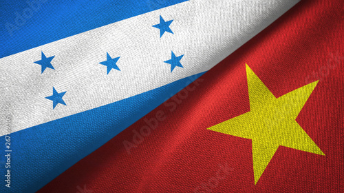 Honduras and Vietnam two flags textile cloth, fabric texture
