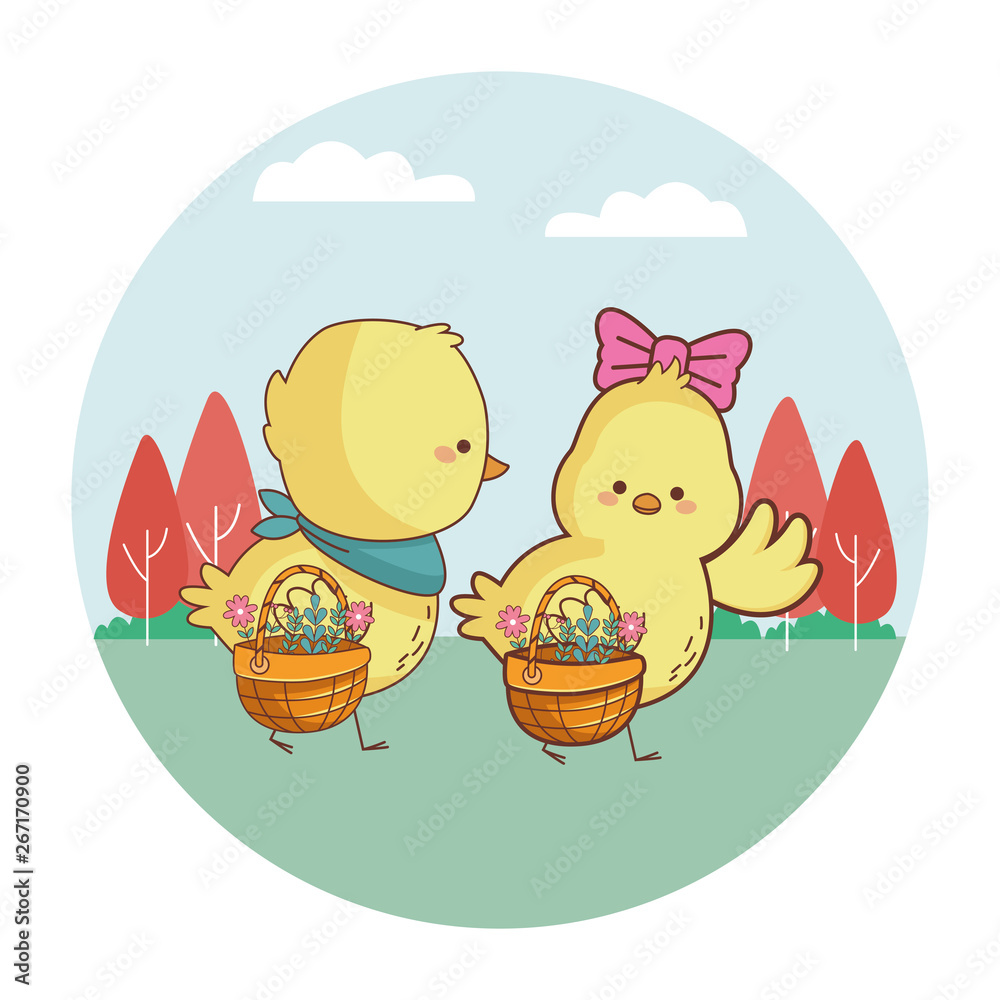 Fototapeta premium Happy farm animals cartoon