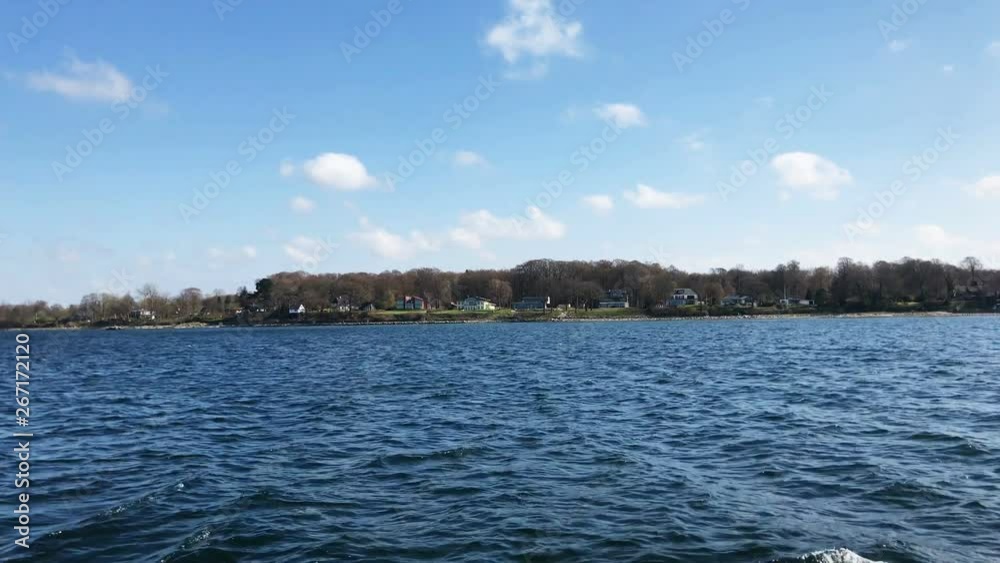 The blue sea landscape and the beautiful coastline made of a boat The blue sea landscape and the beautiful coastline made of a boat