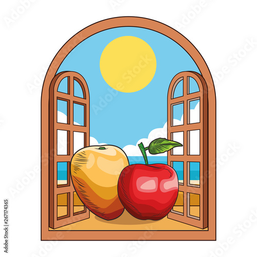 Fresh fruit nutrition healthy window frame