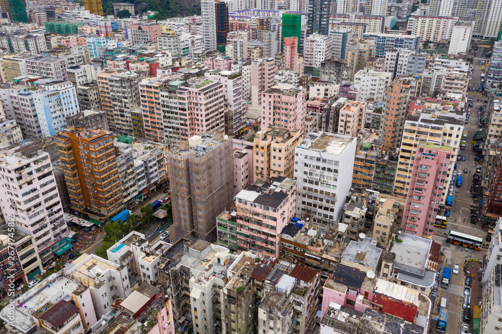 Obraz premium Top down view of Hong Kong city