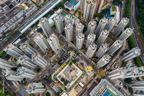 Top view of Hong Kong apartment building