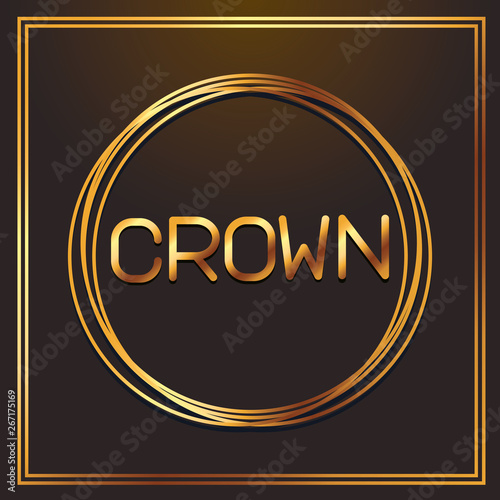 crown gold fonts in round frame