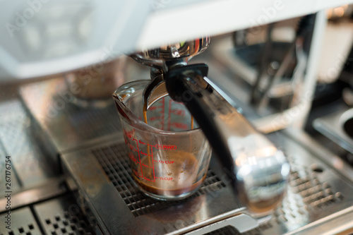 black coffee morning on coffee maker