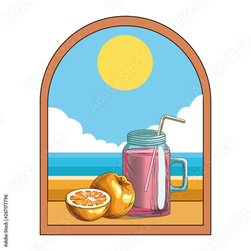 Fresh fruit nutrition healthy window frame