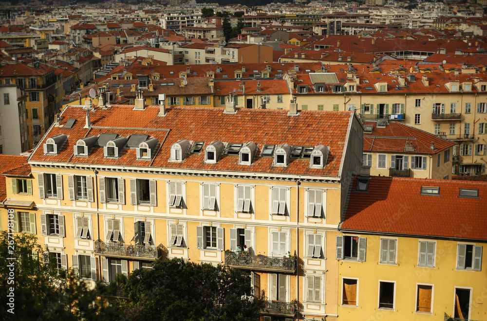 Old town Nice in France. View from above