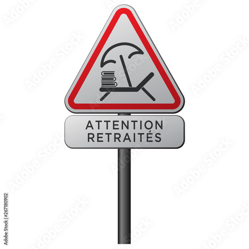 Panneau triangulaire de signalisation des retraités