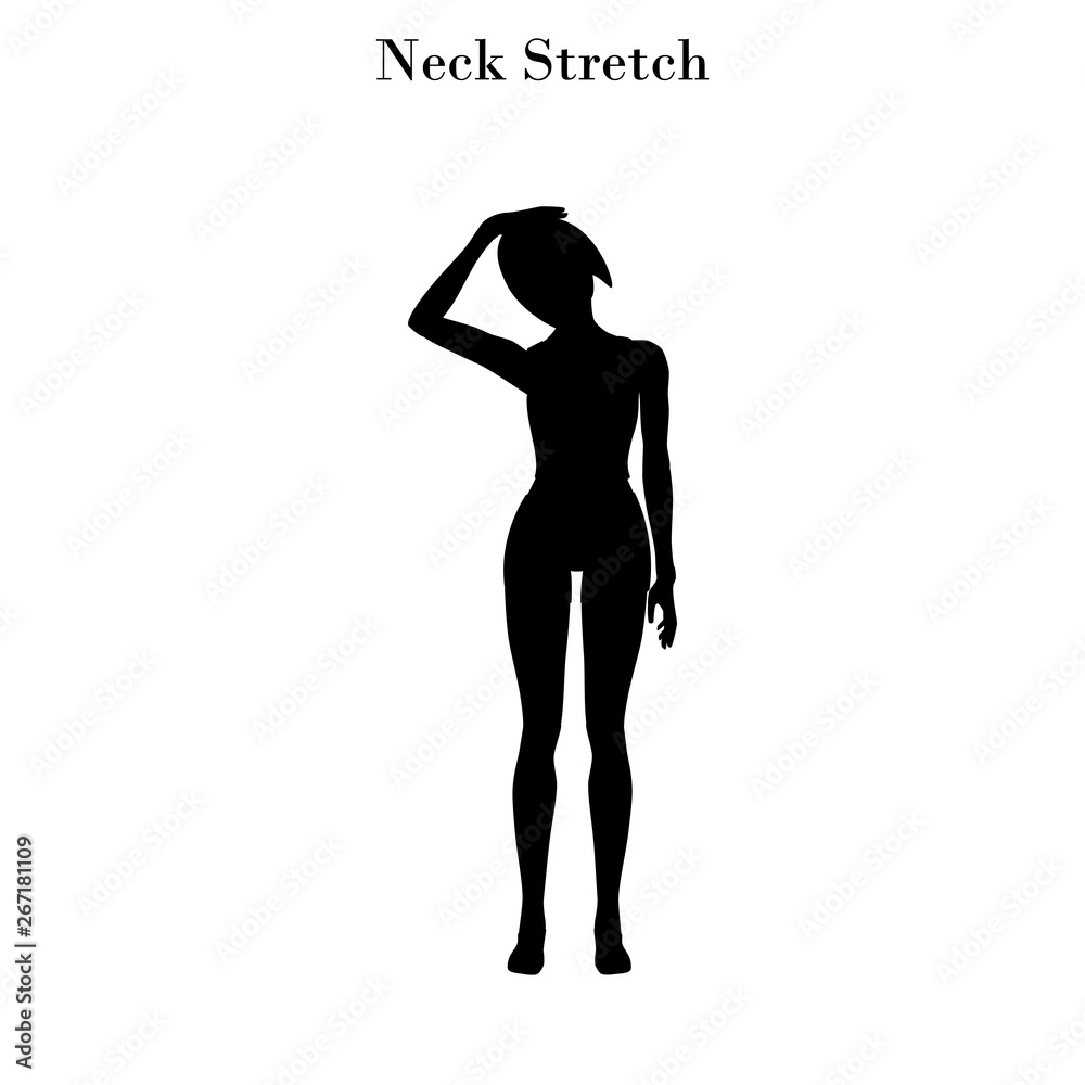 Neck stretch exercise silhouette Neck stretch exercise silhouette