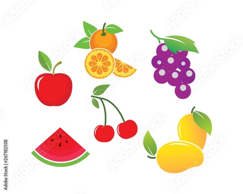 fruits set vector icon illustration design