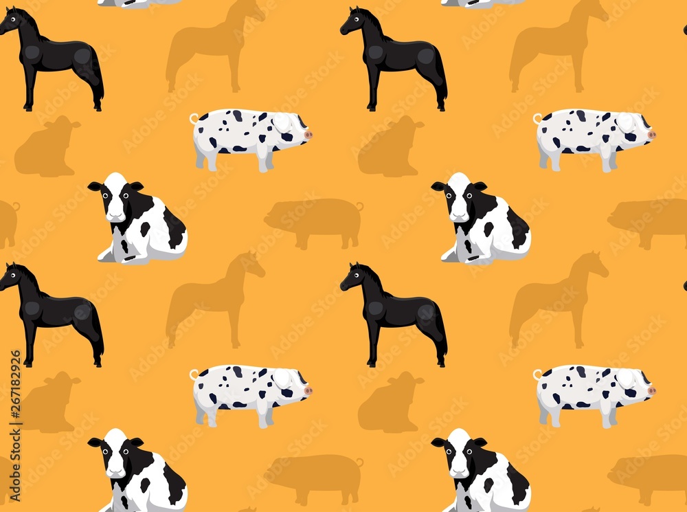Livestock Farm Animals Seamless Wallpaper 2