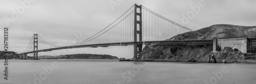 Photography Golden Gate Bridge in black and white seen from Fort Baker across from San Francisco Ca