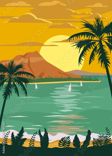 Retro Vintage style travel poster or sticker