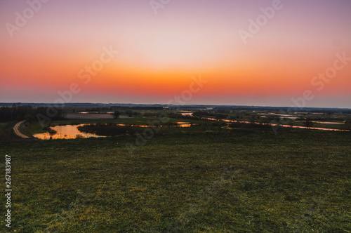 Views from Strekowa Gora on Narew river at dawn.