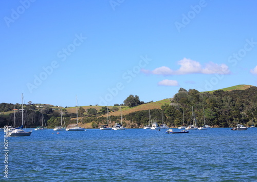 Fototapeta Naklejka Na Ścianę i Meble -  beach landscape, blue sky and boats