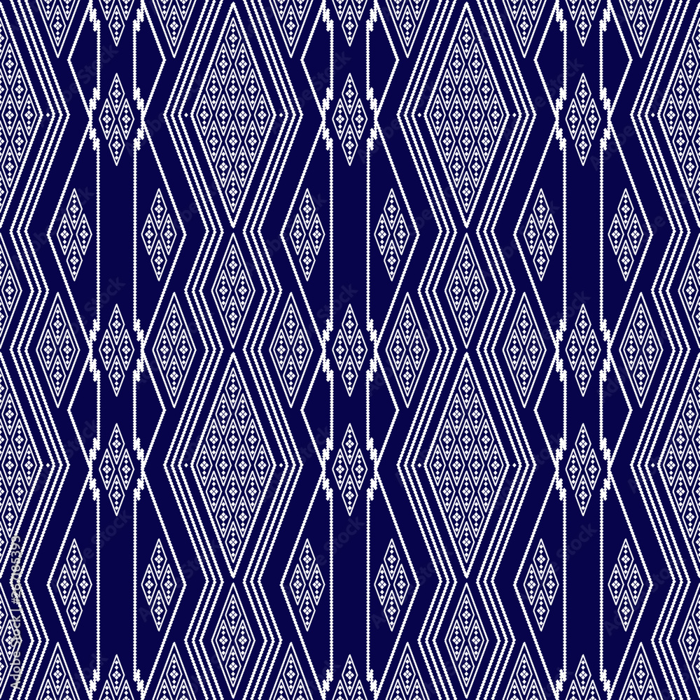 seamless Thai pattern, blue and white modern shape for design