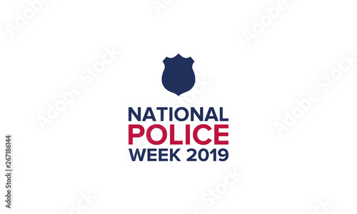 National Police Week in May. Celebrated annual in United States. In honor of the police. Officers Memorial Day. Poster, card, banner and background. Vector illustration