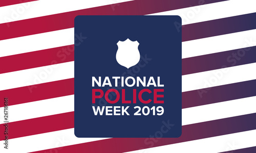 National Police Week in May. Celebrated annual in United States. In honor of the police. Officers Memorial Day. Poster, card, banner and background. Vector illustration