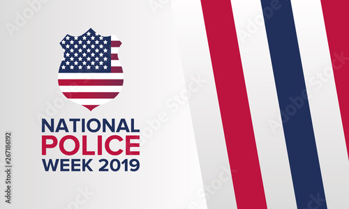 National Police Week in May. Celebrated annual in United States. In honor of the police. Officers Memorial Day. Poster, card, banner and background. Vector illustration