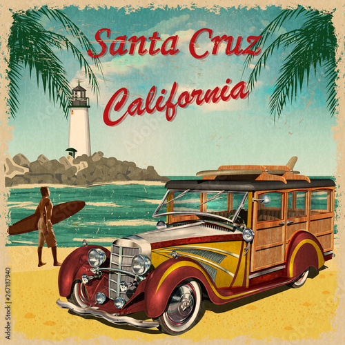 Santa Cruz,California retro poster.	