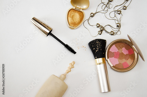decorative cosmetics for the face on a white background