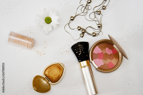 decorative cosmetics for the face on a white background